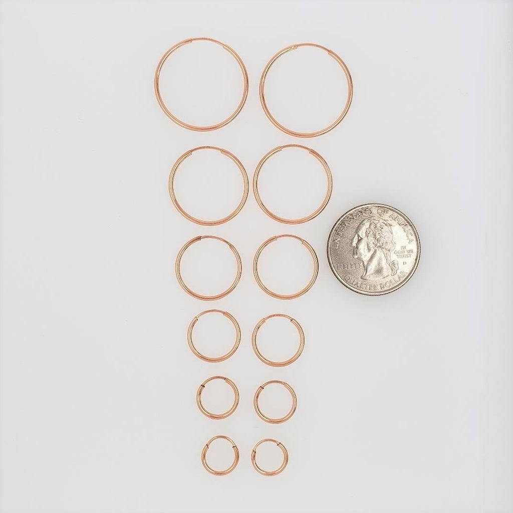 Rose Gold Filled 14K Small Endless Hoop Earrings 9mm 12mm 14mm 16mm 20mm (2pc)