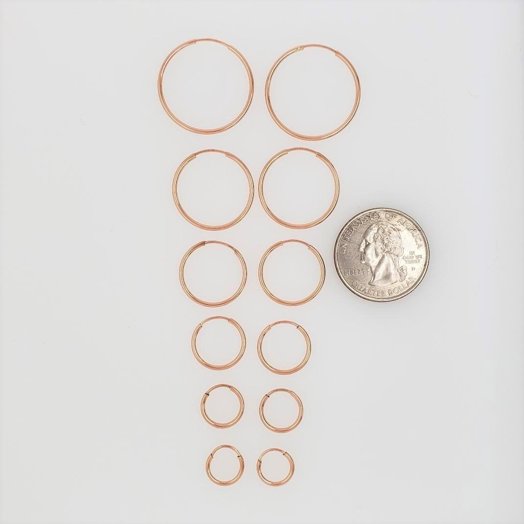 Rose Gold Filled 14K Small Endless Hoop Earrings 9mm 12mm 14mm 16mm 20mm (2pc)