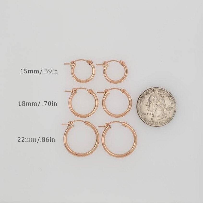 Sterling Silver or Gold Filled 14Kt Thick Flex Tube Hoop Earrings 22mm (2pc)