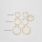 Gold Filled Thick Flex Tube Hoop Earrings 34mm 27mm 22mm Earring (2pc)