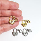 16.5mmx17mm Pewter I Heart You Lock Charm with Dangling Open Heart Charm (2pc)
