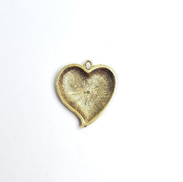 Pewter Large Heart Metal Pendant with Curly Cue Swirl Design