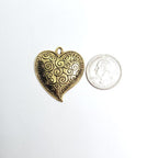 Pewter Large Heart Metal Pendant with Curly Cue Swirl Design
