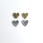 8mmx8.5mm Pewter Thick Detailed with Swirl Curly Cue Design Heart Shape (2pc)