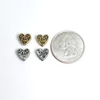 8mmx8.5mm Pewter Thick Detailed with Swirl Curly Cue Design Heart Shape (2pc)
