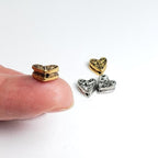 8mmx8.5mm Pewter Thick Detailed with Swirl Curly Cue Design Heart Shape (2pc)