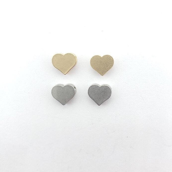 Pewter Heart Bead Love Charm Double Sided with Horizontal Hole (2pc)