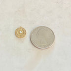 Gold Plated Celestial Star Opal Coin Vintage Charm CZ Drop Charm