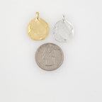 23mmx19mm Pewter Large Flat Stamping Blank Circle Coin Charm with Bail