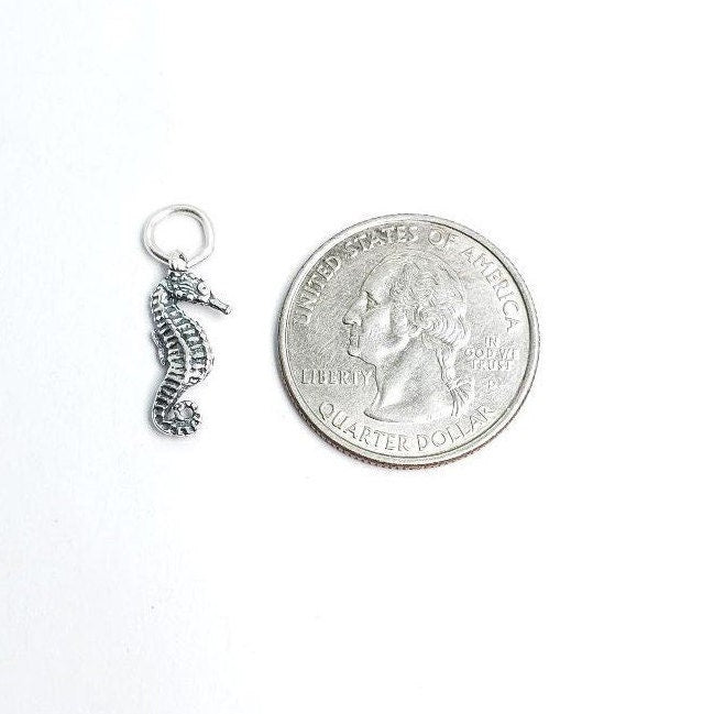 Sterling Silver Seahorse Double Sided Ocean Inspired Charm