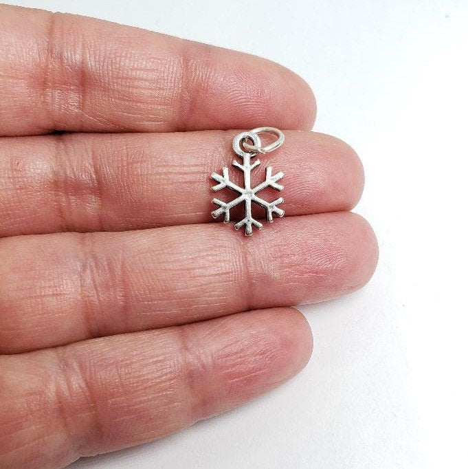 Sterling Silver Cut Out Snowflake Double Sided Winter Inspired Charm