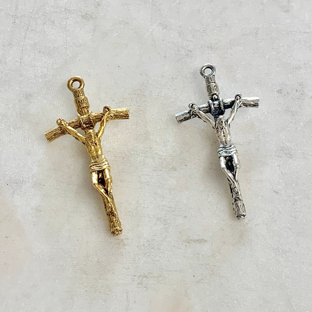 Pewter Large Crucifix Jesus Cross Charm Pendant Religious