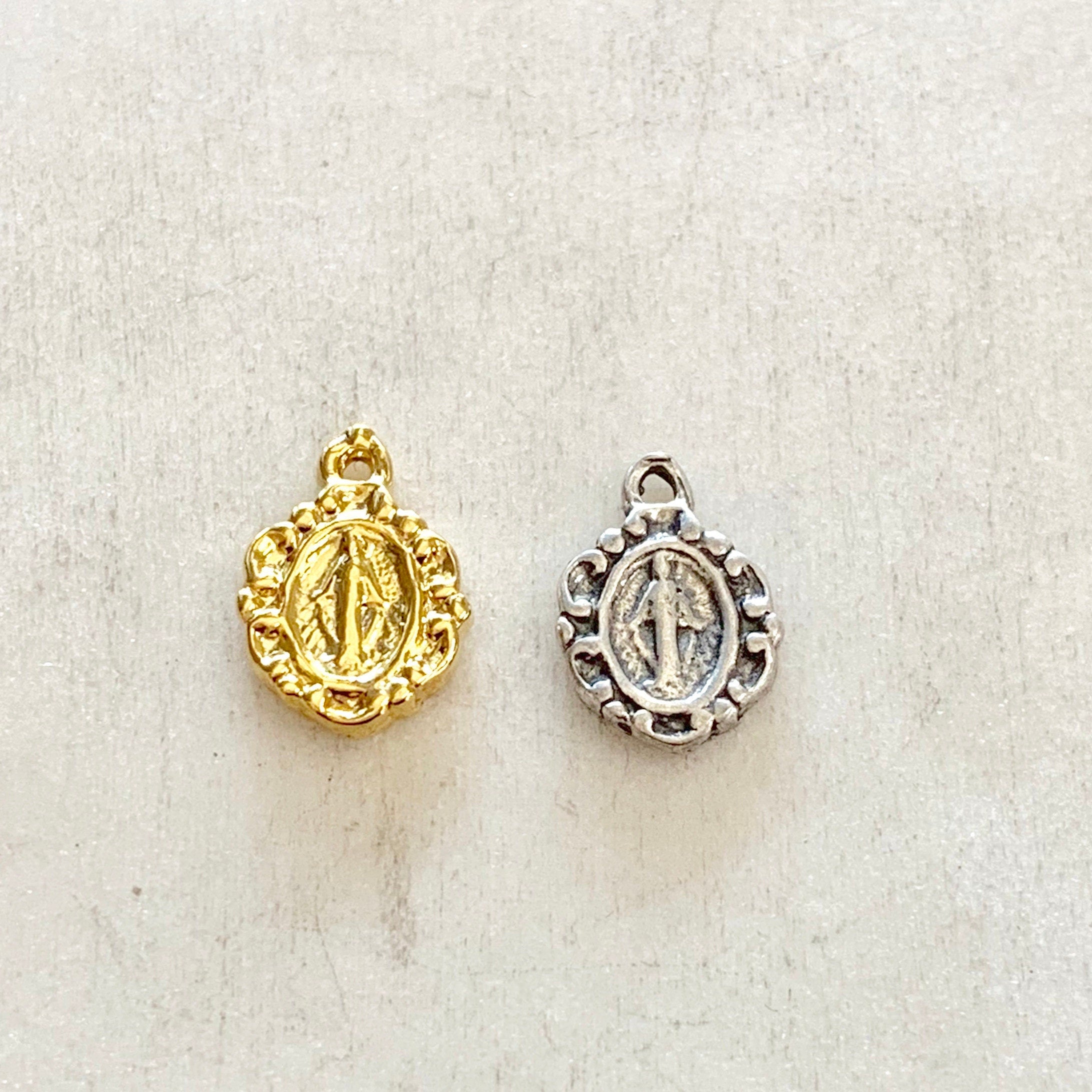 10mmx8mm Sterling Silver or Vermeil Teeny Tiny or Mother Mary Circle Round