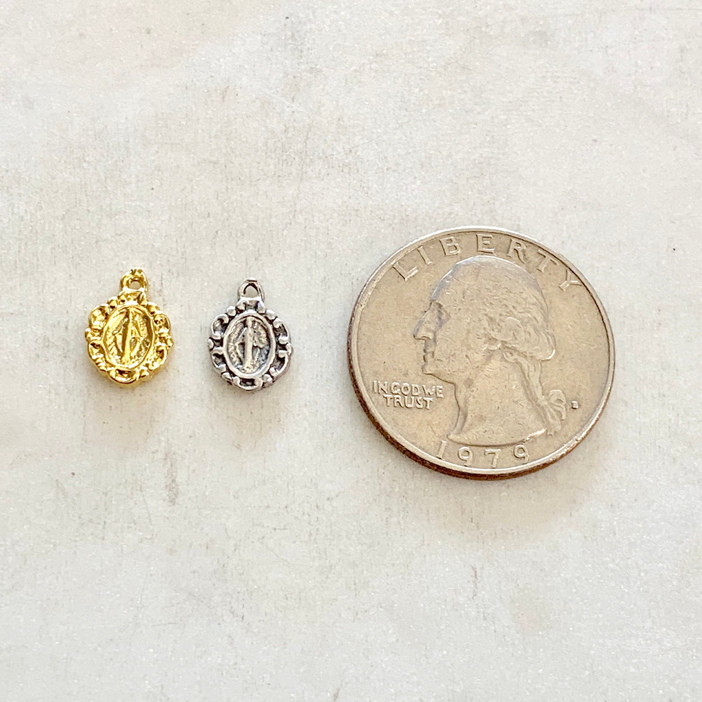 10mmx8mm Sterling Silver or Vermeil Teeny Tiny or Mother Mary Circle Round