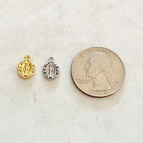 10mmx8mm Sterling Silver or Vermeil Teeny Tiny or Mother Mary Circle Round