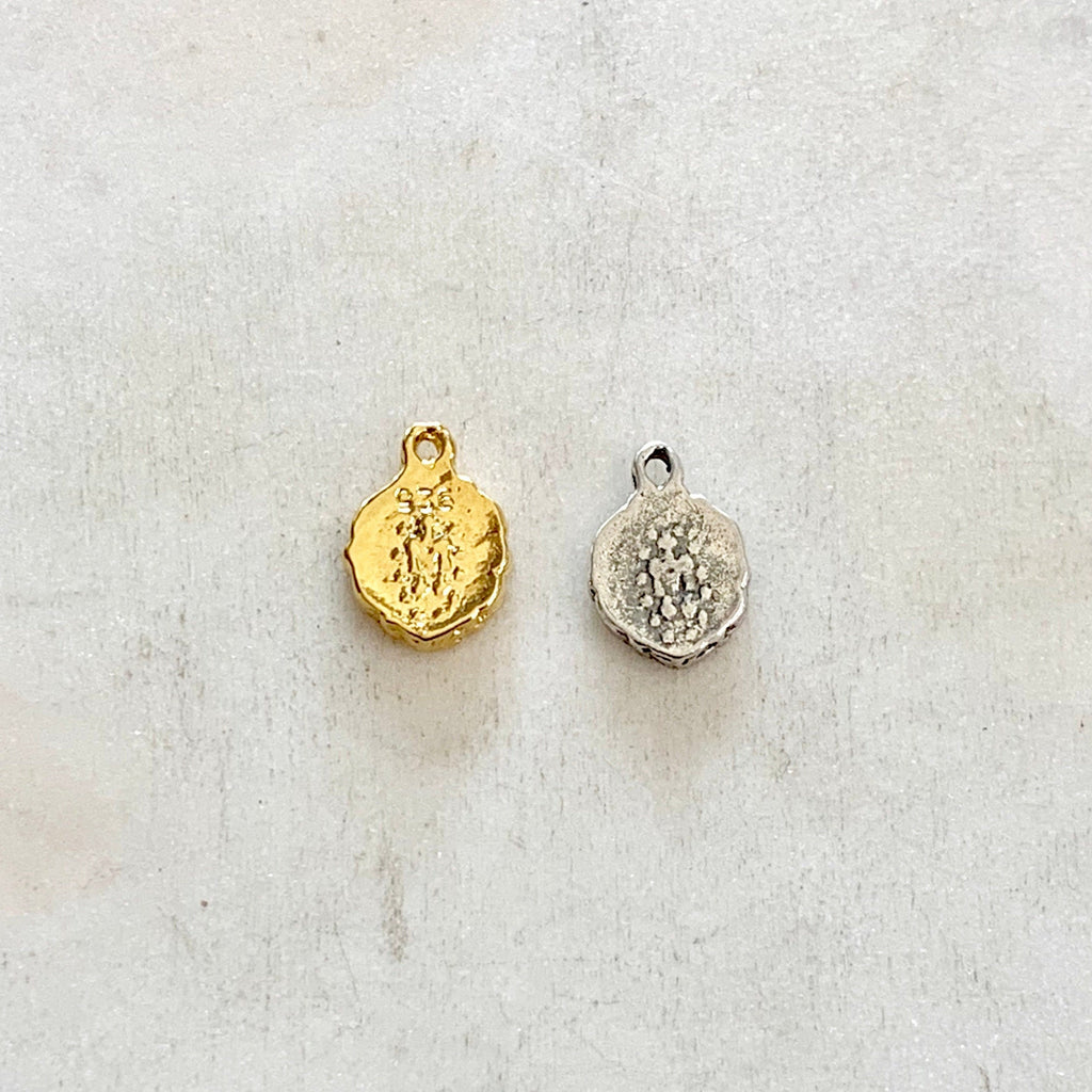 10mmx8mm Sterling Silver or Vermeil Teeny Tiny or Mother Mary Circle Round