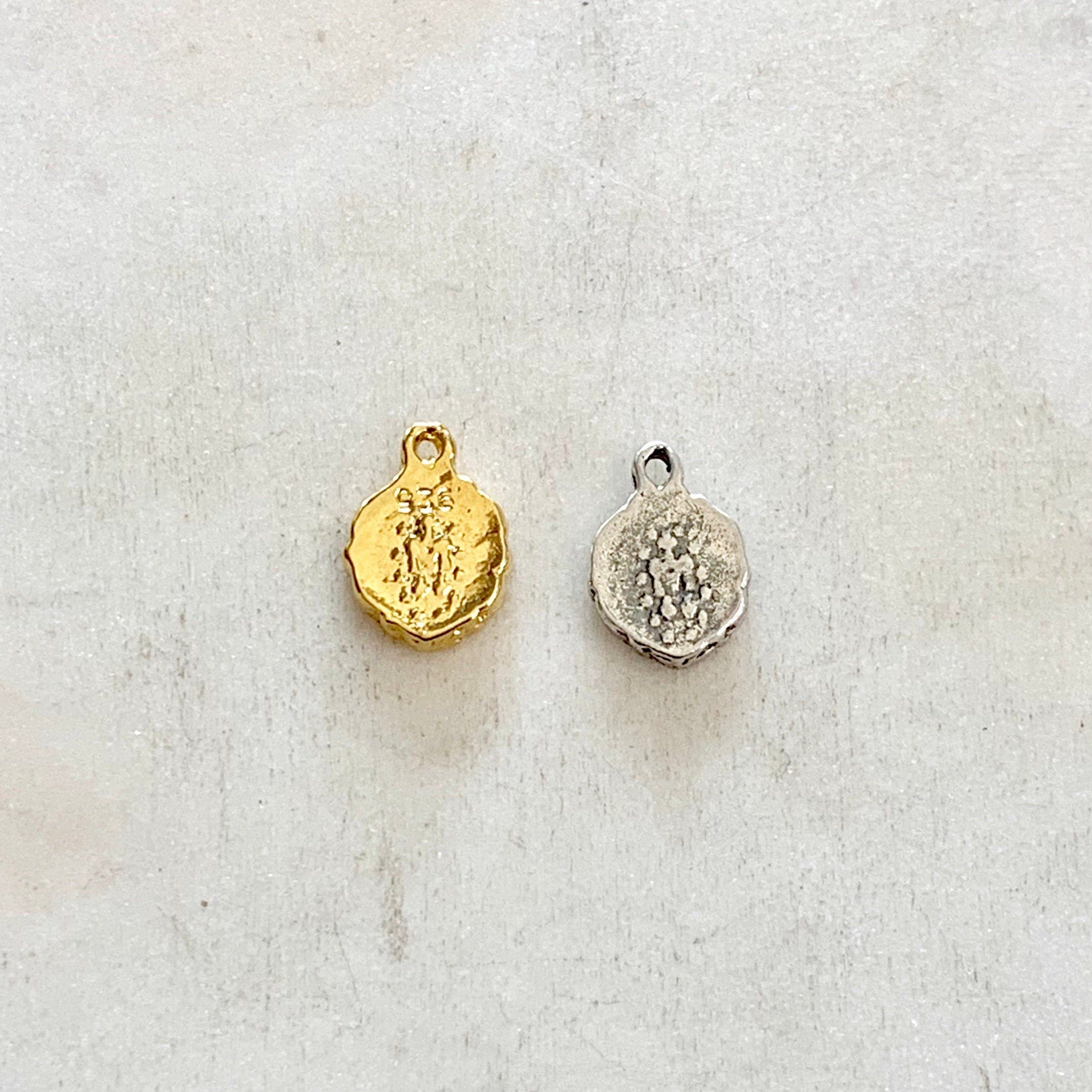 10mmx8mm Sterling Silver or Vermeil Teeny Tiny or Mother Mary Circle Round