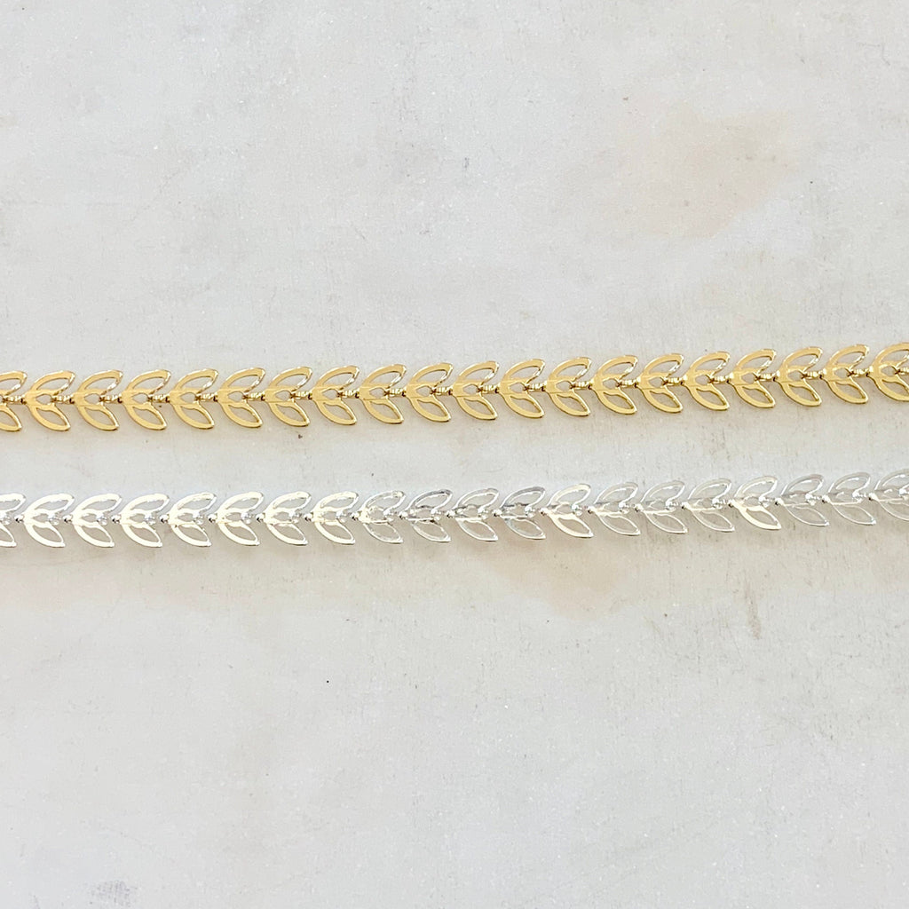 6.4mmx5mm Brass Gold or Silver Plated Butterfly Chevron – Sold by the Foot