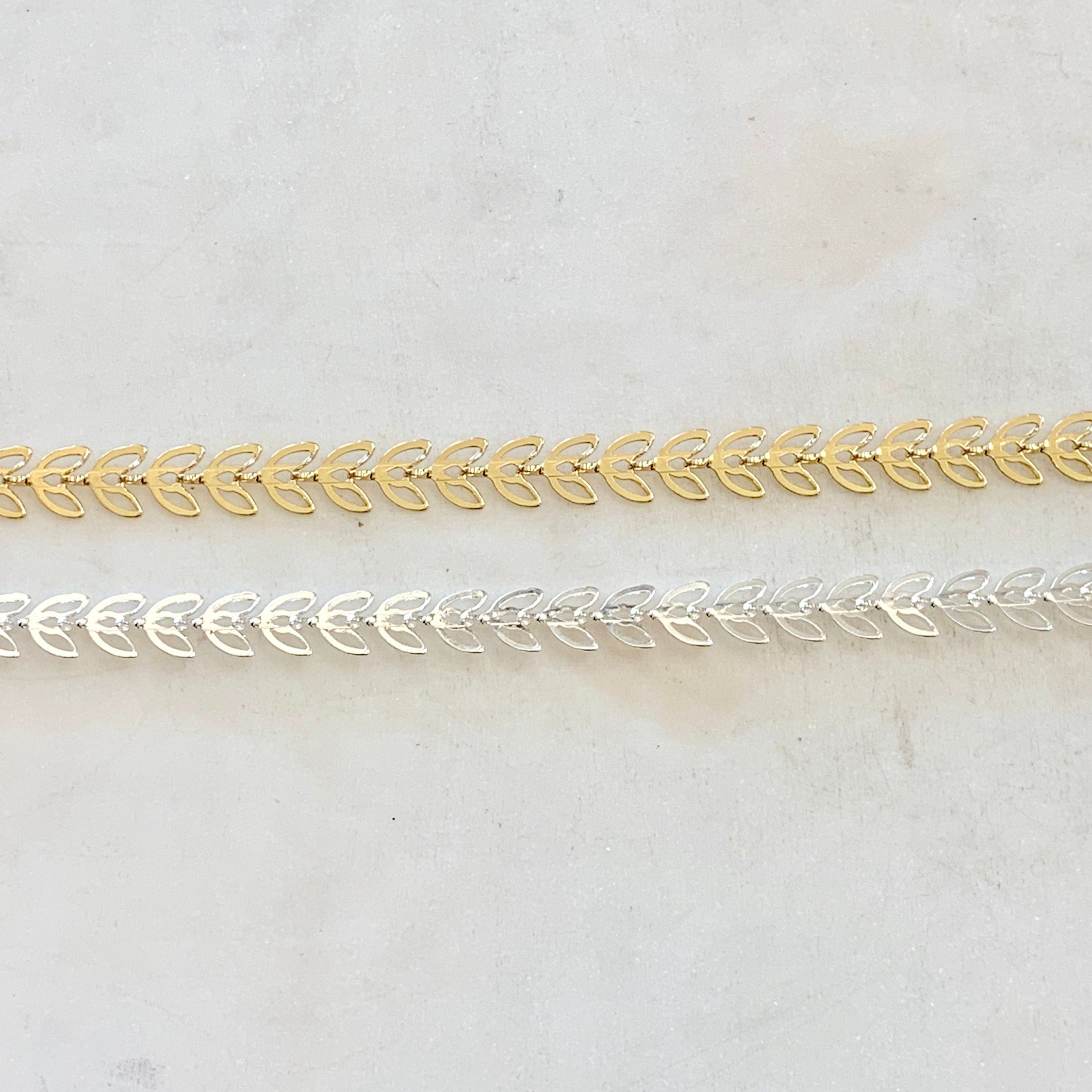 6.4mmx5mm Brass Gold or Silver Plated Butterfly Chevron – Sold by the Foot
