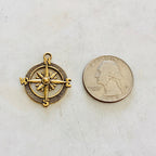 Pewter Round Compass Charm Metal Navigation Traveler Pendant