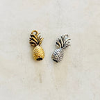 Pewter Metal 3D Tropical Pineapple Charm Hawaii Vacation Fruit (2pc)