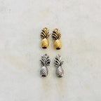 Pewter Metal 3D Tropical Pineapple Charm Hawaii Vacation Fruit (2pc)