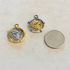 Pewter Ancient Greek Coin Symbol Double Sided Sculpture