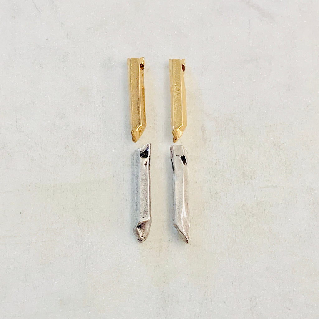 25mmx5mm Pewter Metal Spike Charm Jagged Edge Point Faceted Dagger (2pc)