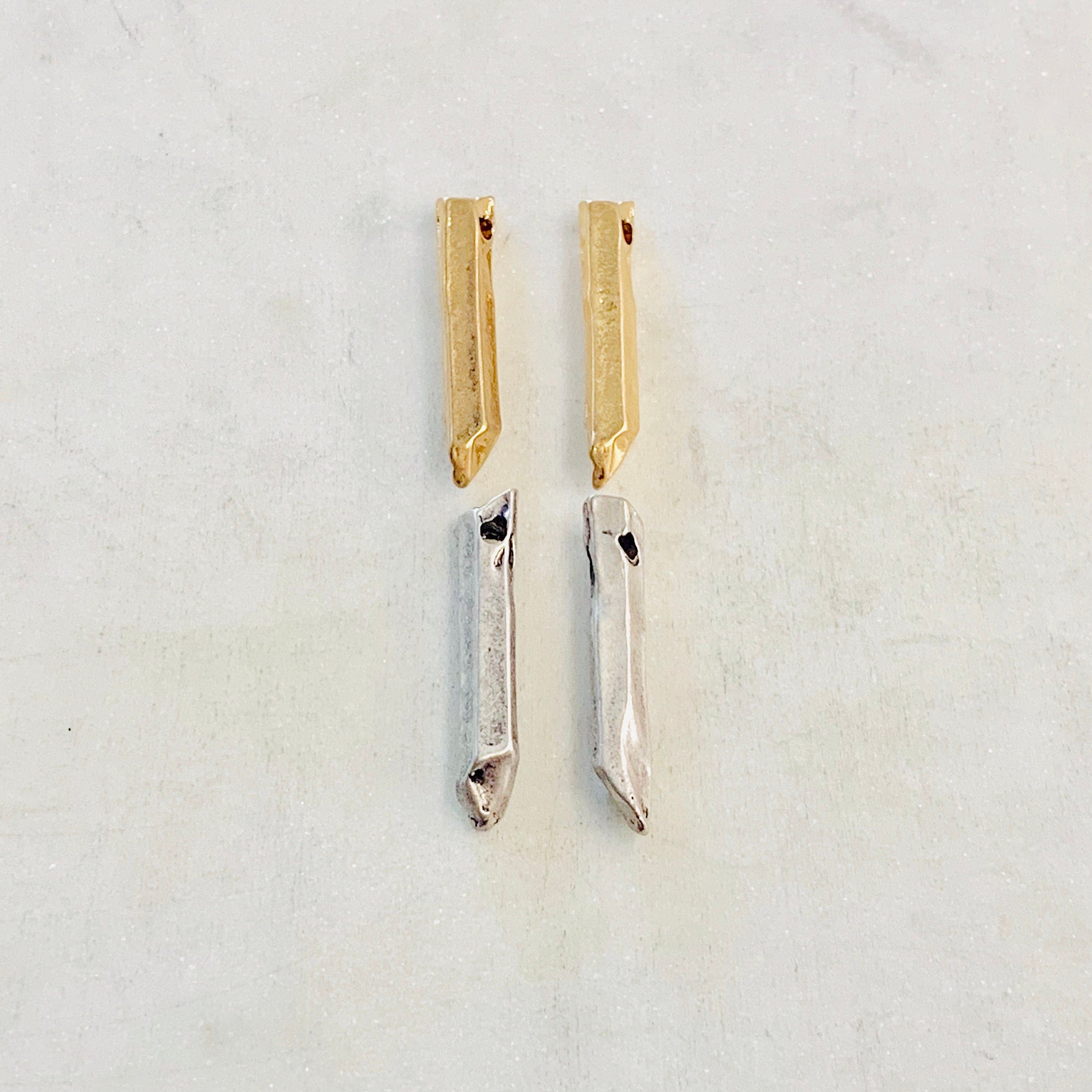25mmx5mm Pewter Metal Spike Charm Jagged Edge Point Faceted Dagger (2pc)