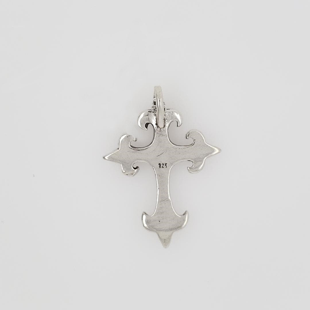 Sterling Silver Large Thick Sturdy Fleur De Lis Detailed Medieval Style