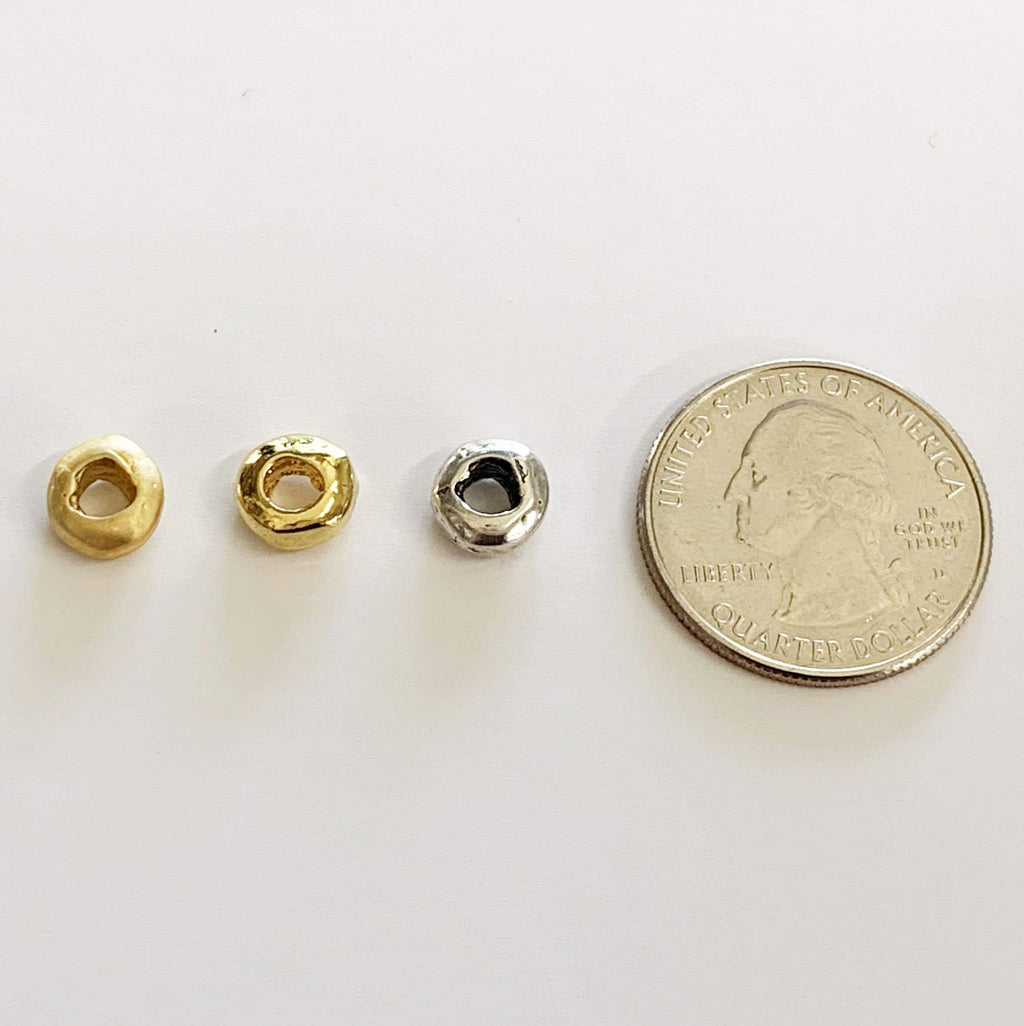 Sterling Silver or Vermeil Artisan Organic Shape Thick Rondelle 7MM Round