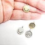 Pewter Chinese Harmony Symbol Round Disc Charm Drop Charm (2pc)