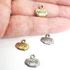 Pewter Wide Oval with Spirit Stamped Charm Pendant (2pc)