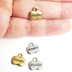 Pewter Wide Oval with Dream Charm Pendant Inspirational Charm (2pc)