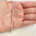 3.5mm Sterling Silver Diamond Cut Sturdy Figaro Curb Chain – Sold by the Foot