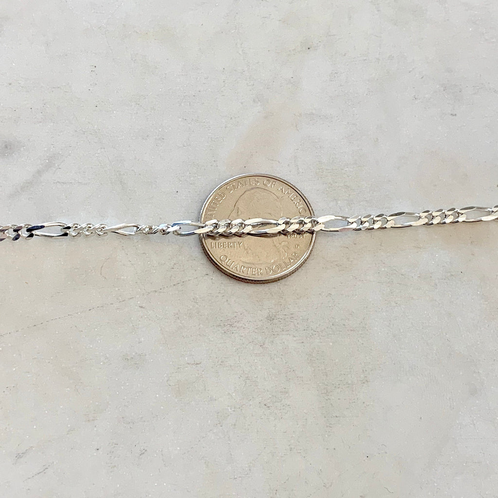 3.5mm Sterling Silver Diamond Cut Sturdy Figaro Curb Chain – Sold by the Foot