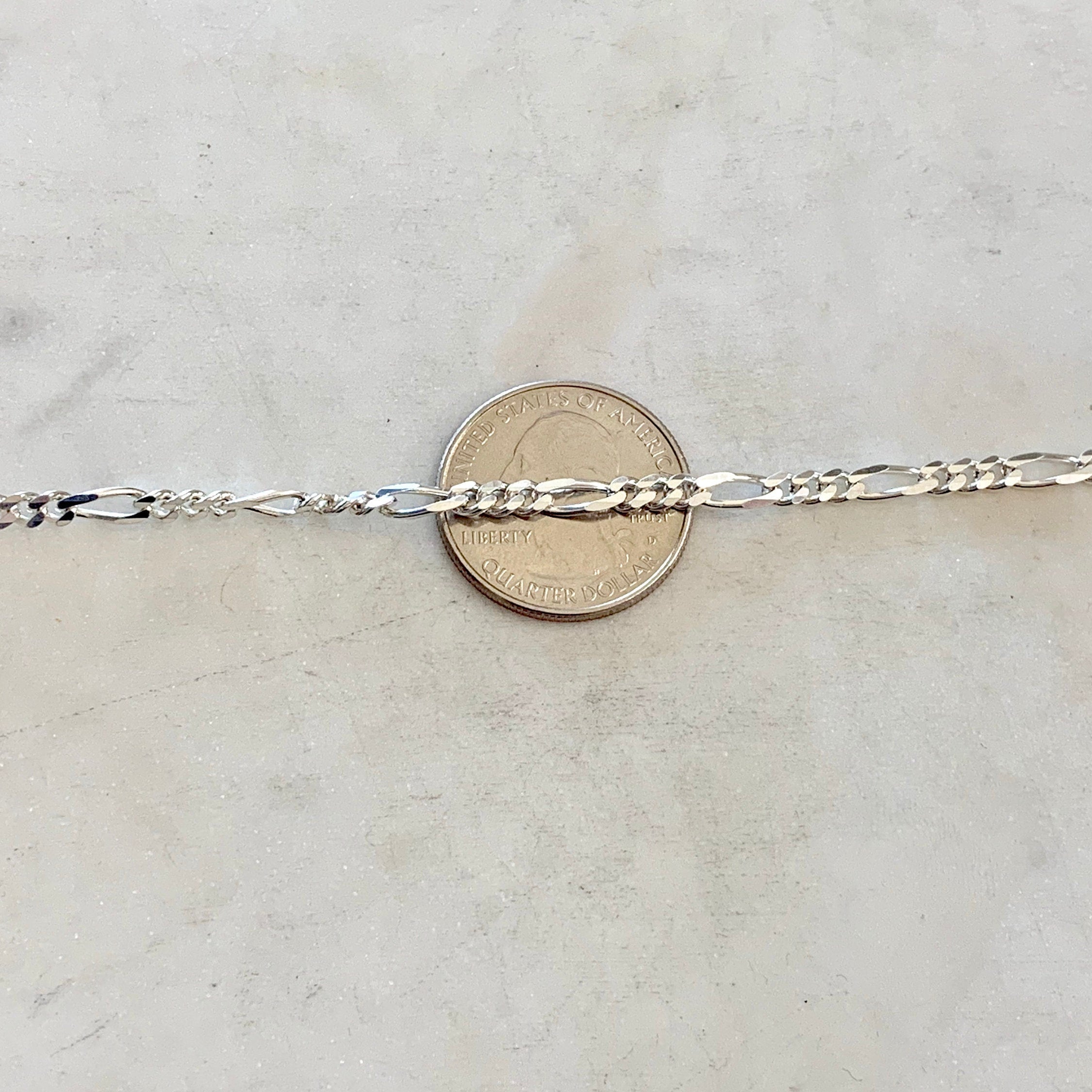 3.5mm Sterling Silver Diamond Cut Sturdy Figaro Curb Chain – Sold by the Foot