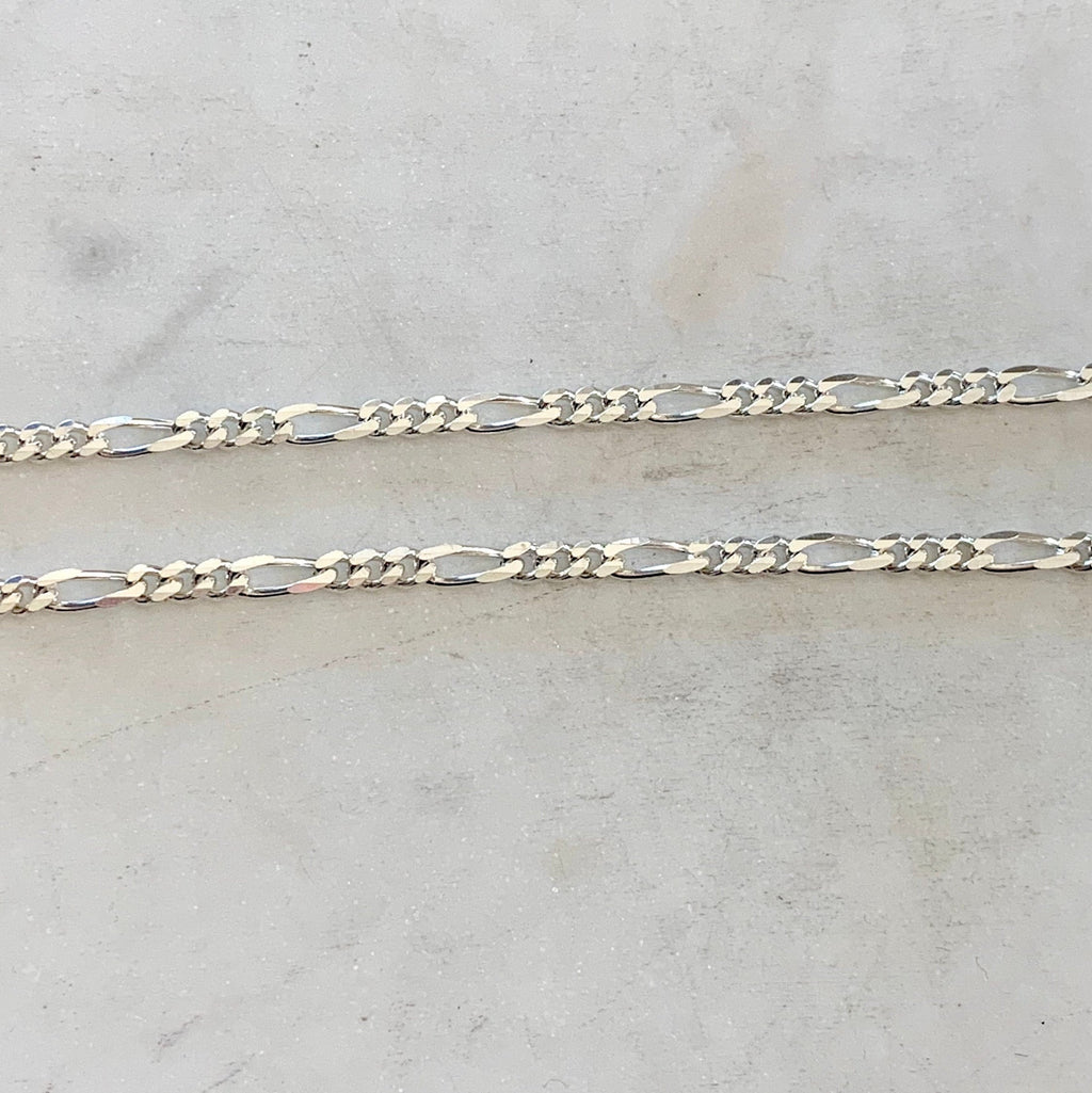 3.5mm Sterling Silver Diamond Cut Sturdy Figaro Curb Chain – Sold by the Foot