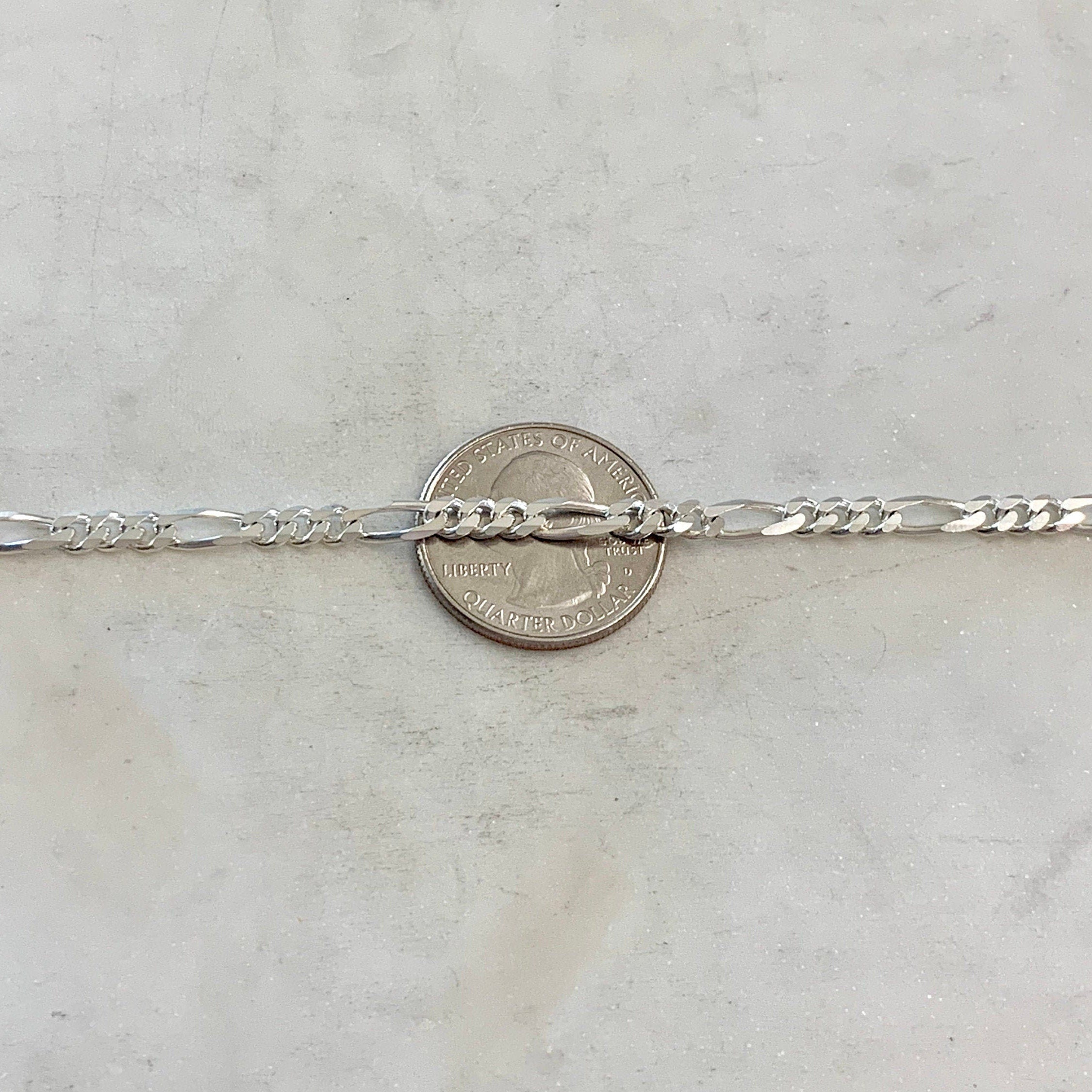 4.25mm Sterling Silver Diamond Cut Thick Figaro Curb Chain – Sold by the Foot