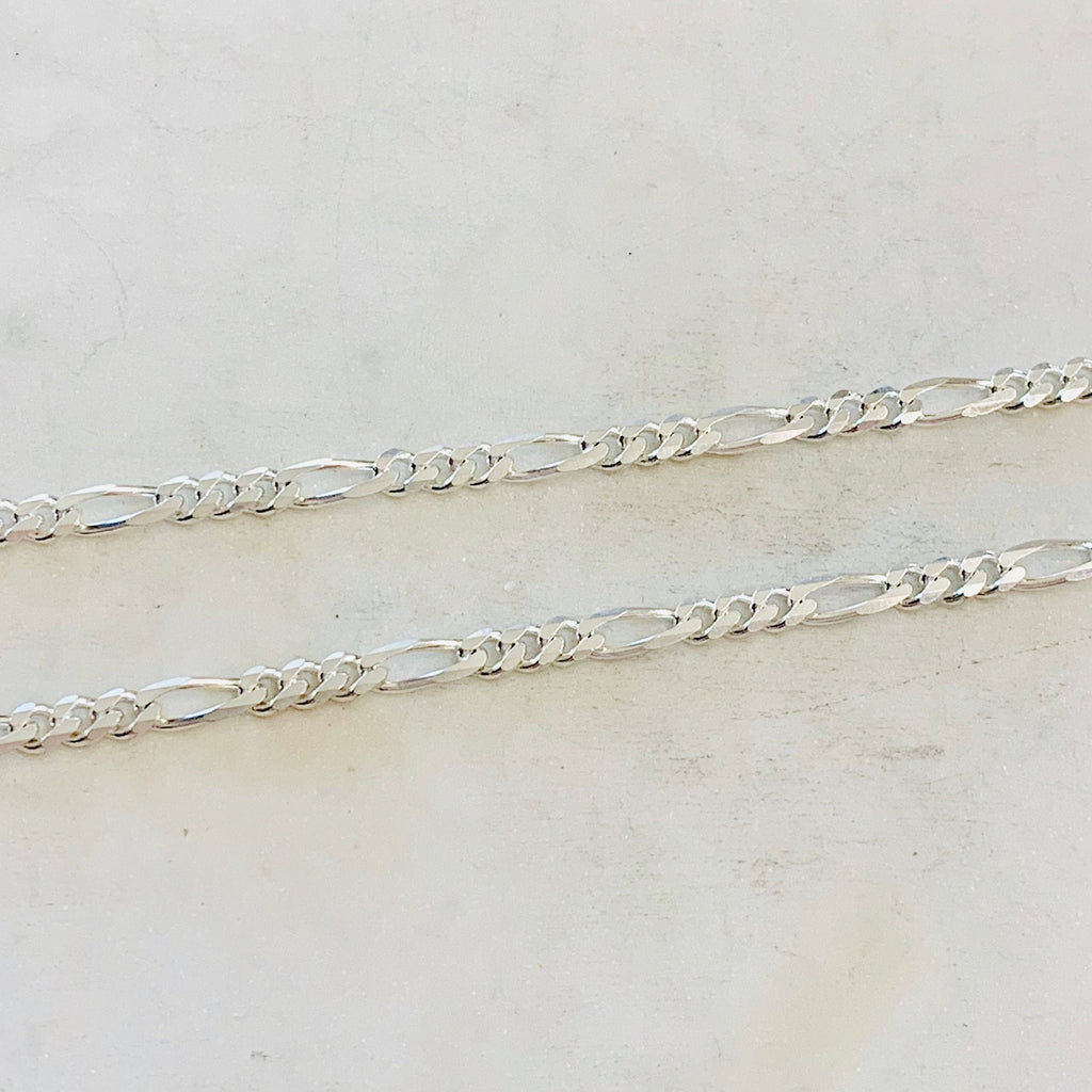 4.25mm Sterling Silver Diamond Cut Thick Figaro Curb Chain – Sold by the Foot