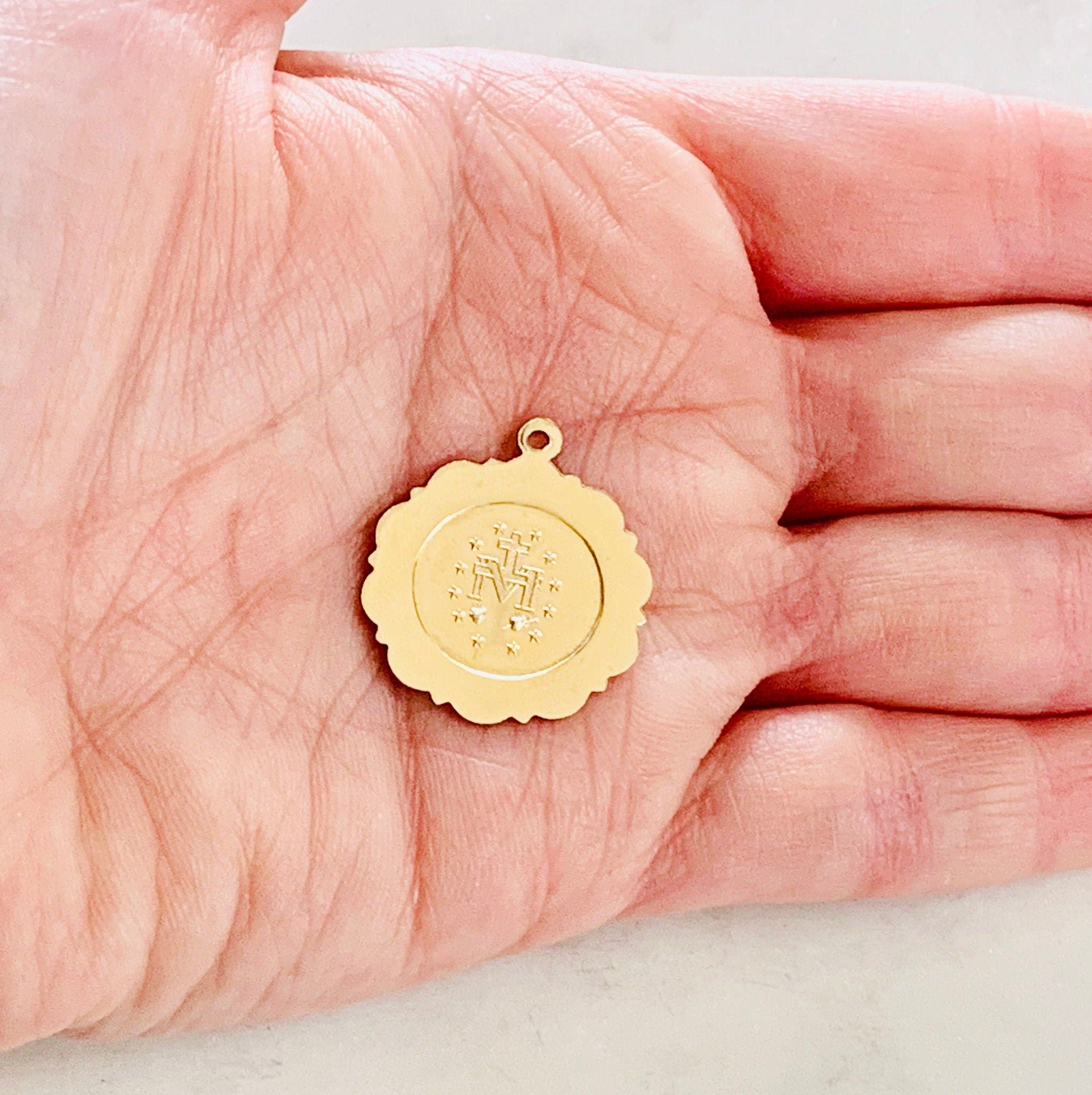 Sterling Silver or 14K Gold Filled Virgin Mother Mary Miraculous Medallion