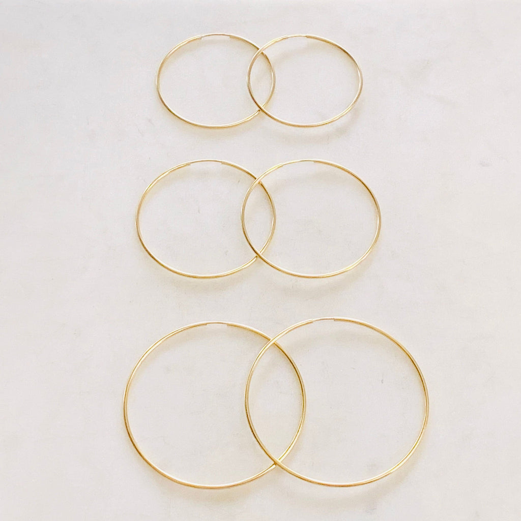 14K Gold Filled Large Endless Hoop Earrings 50mm 45mm 40mm Earring (2pc)