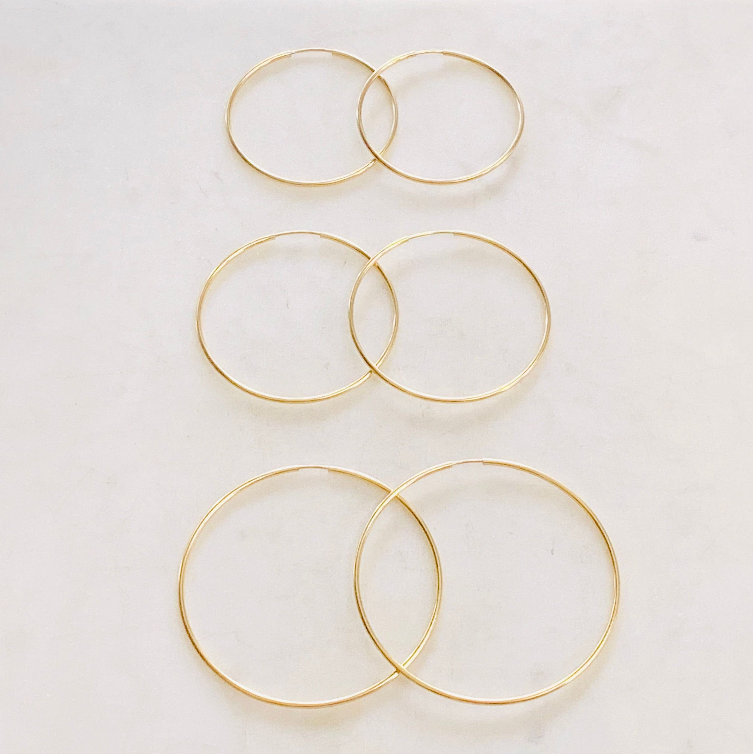 14K Gold Filled Large Endless Hoop Earrings 50mm 45mm 40mm Earring (2pc)