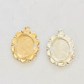 Sterling Silver or 14K Gold Filled 21mm or Flower Scalloped Medallion Oval