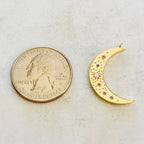 Gold Plated Celestial Opal Crescent Moon Star Pendant CZ Charm