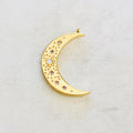 Gold Plated Celestial Opal Crescent Moon Star Pendant CZ Charm