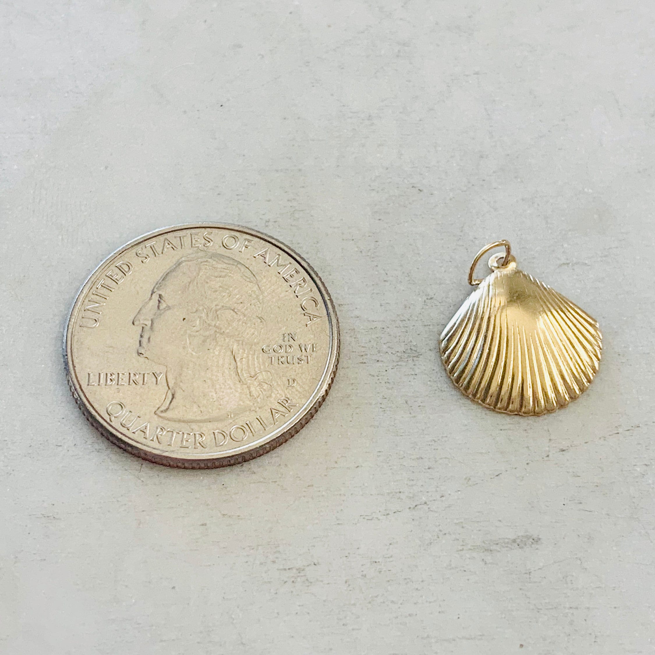 14K Gold Filled Lightweight SeaShell Ocean Nautical Charm Pendant