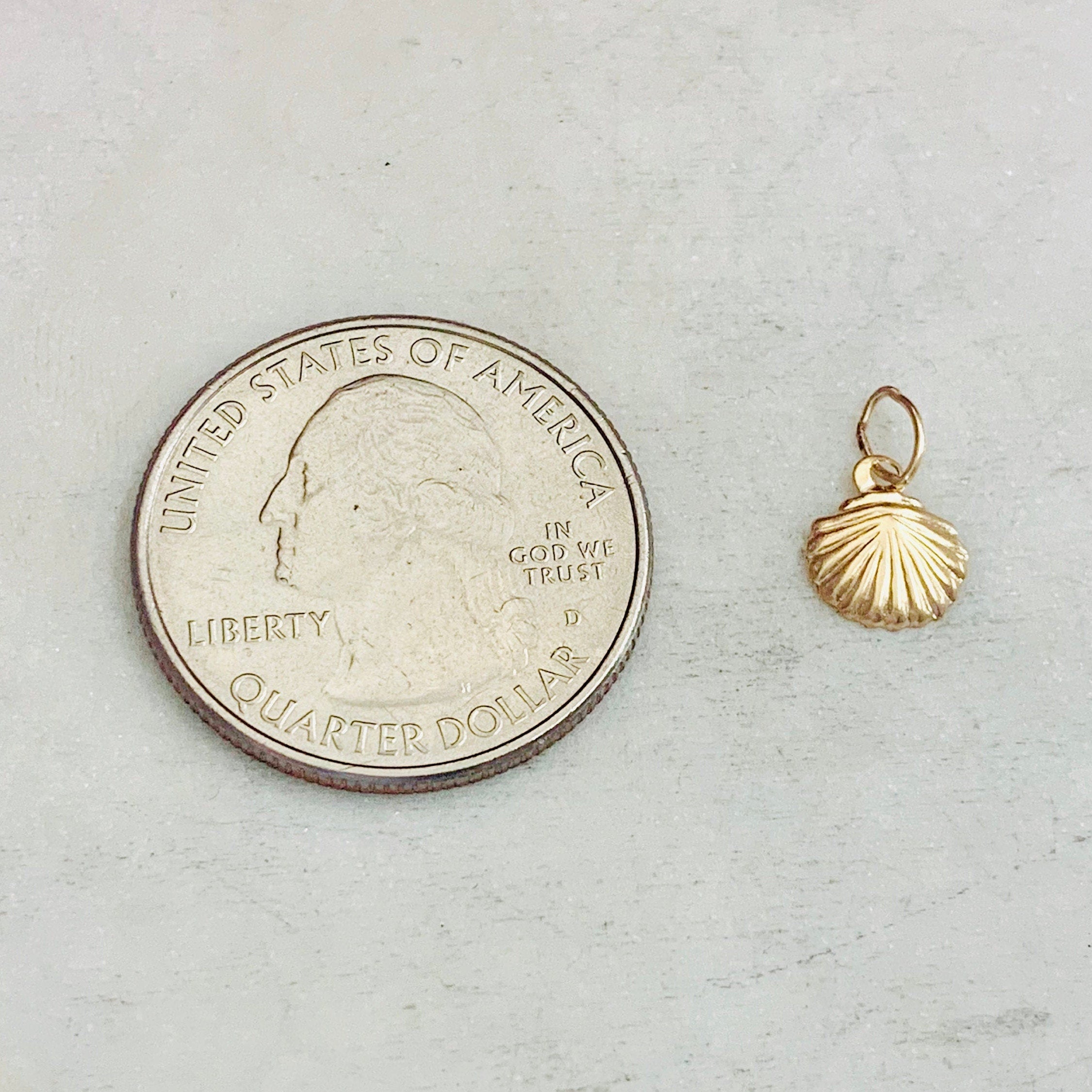 14K Gold Filled Dainty Lightweight SeaShell Ocean Nautical Charm Pendant