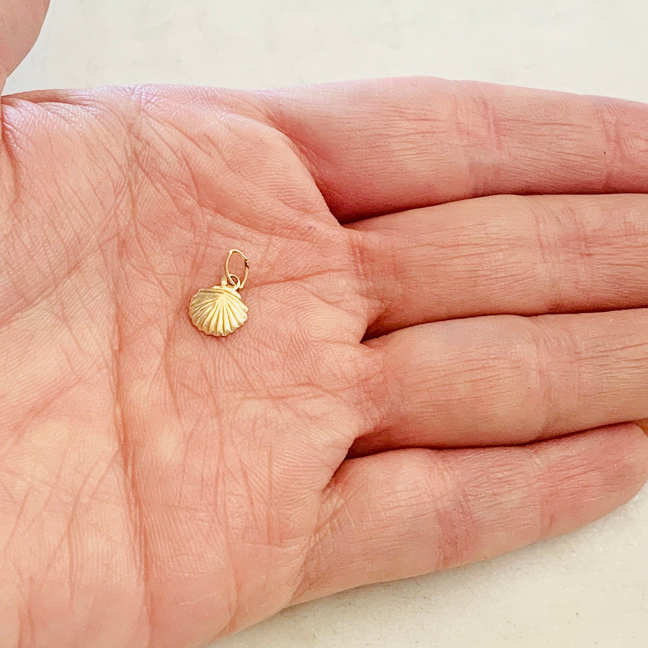 14K Gold Filled Dainty Lightweight SeaShell Ocean Nautical Charm Pendant
