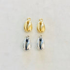 Pewter Tiger Cowrie Shell Ocean Nautical Charm Pendant